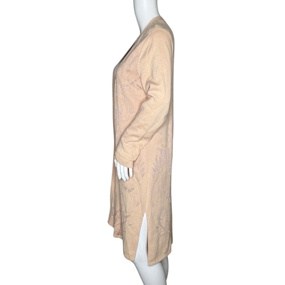 Chicos Sweater Women Medium Blush‎ Pink Open Longline Cardigan Everyday Casual - Picture 3 of 8